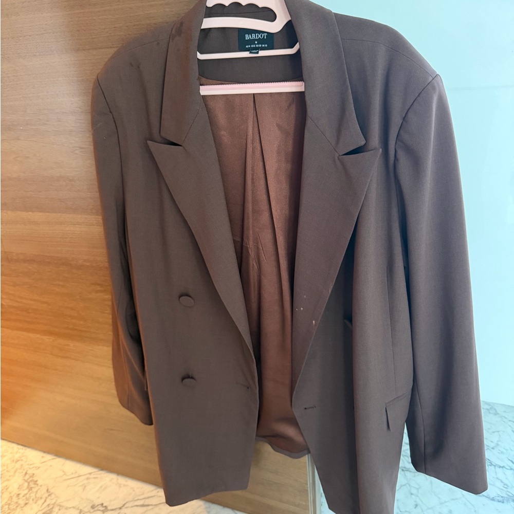 Bardot oversized Chocolate Brown Double-Breasted Blazer